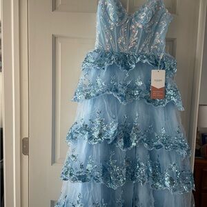 Stunning Blue Tiered Prom Dress